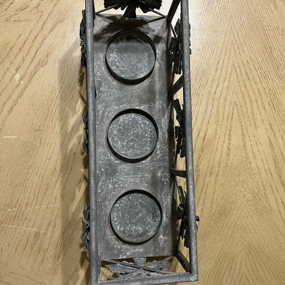 Candle Holder, Gray Metal with rhinestones - Picture 5 of 6